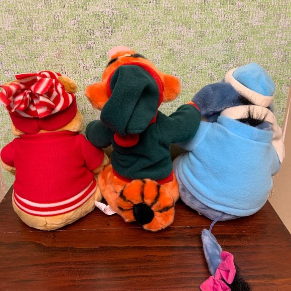Disney Store Exclusive Christmas Holiday Winnie the Pooh Plush Toys Set of 3 - Picture 11 of 12